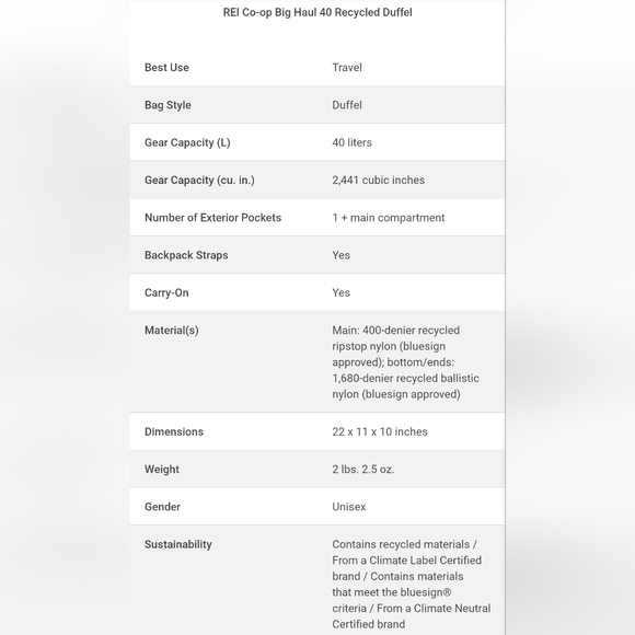 REI Co-op Big Haul 40L Duffel Bag - Picture 15 of 15